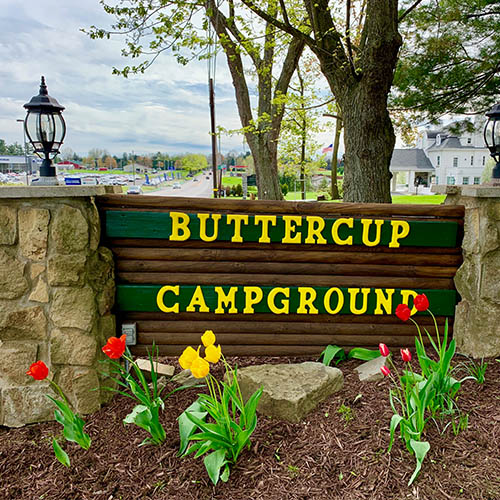 Buttercup Woodlands Campground sign